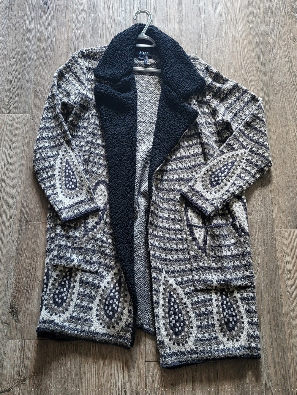 FDJ French Dressing Jeans Knit Paisley Shacket Long Sweater Coat Size M - Picture 2 of 4